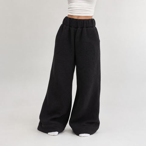 Premium Sherpa Lined Comfort Pants - Midnight Black