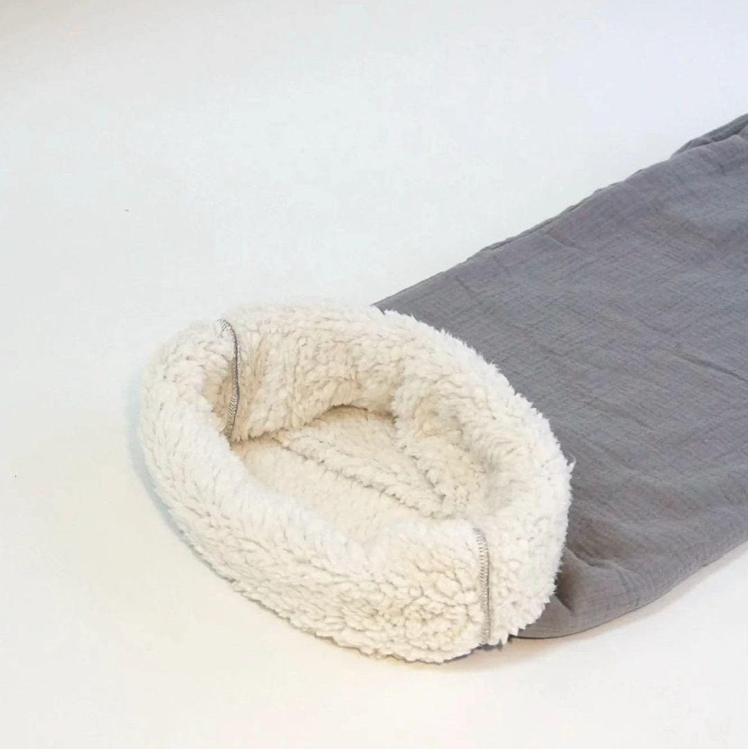 The cream sherpa-style lining inside the cuff of Heather Gray Comfort Pants